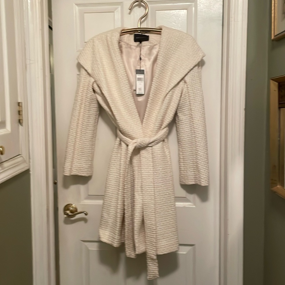 BCBGMaxAzria Ivory Textured Cape Coat